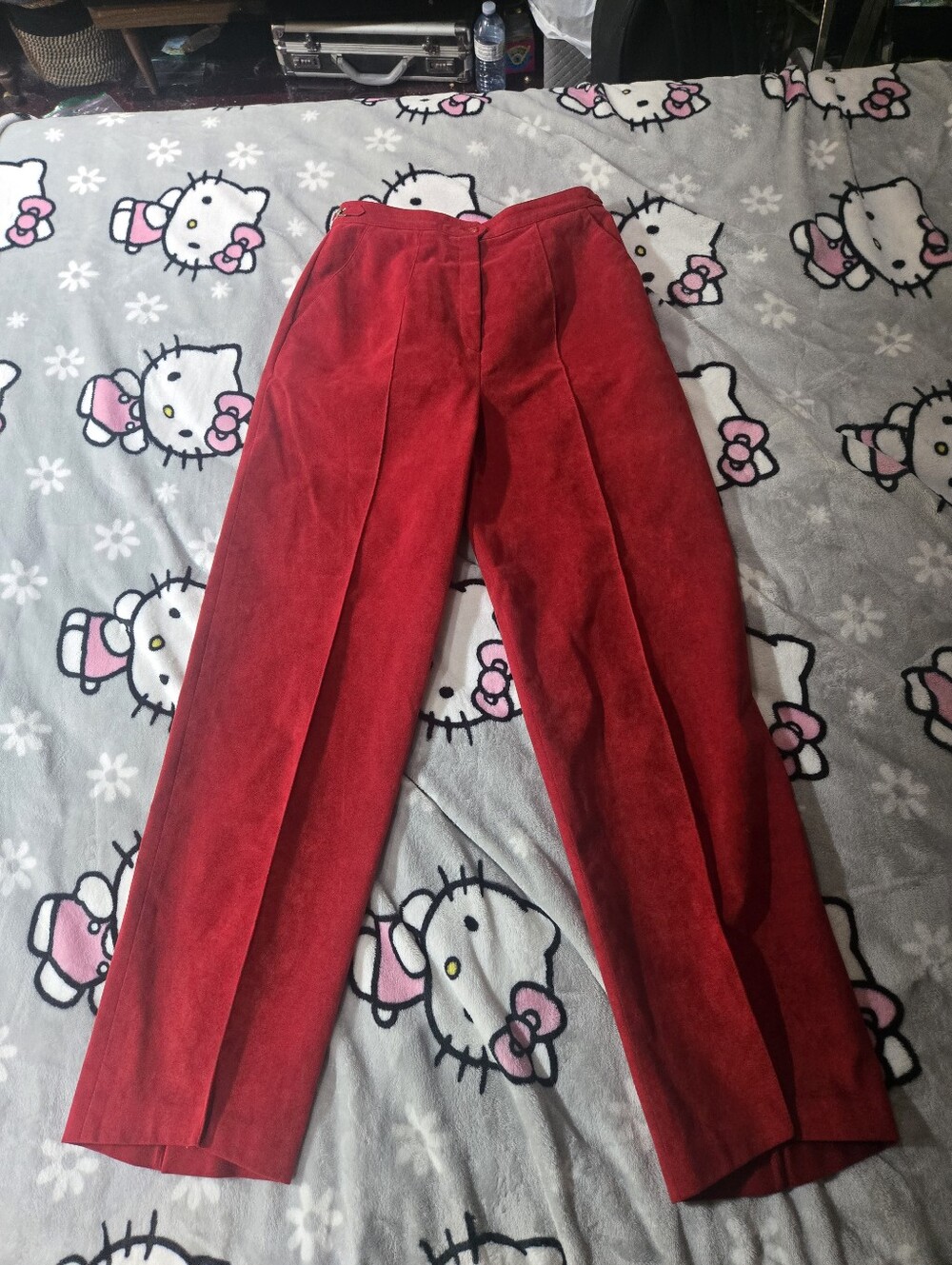 Vintage 1970's Red Faux Seude Olympic Pants